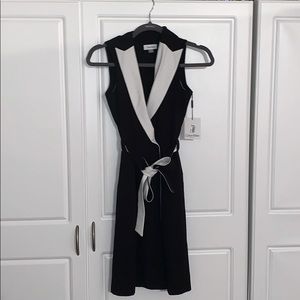 Calvin Klein Black and White Wrap Dress